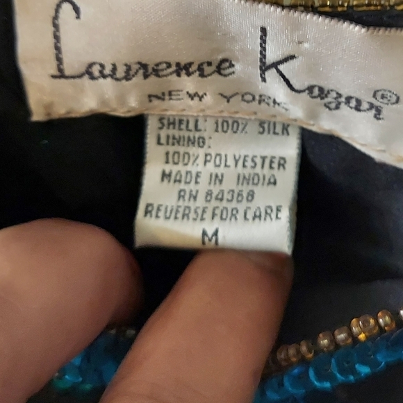 Vintage Laurence Kazar 100% Silk Sequined Embellished Party Top - Picture 3 of 3